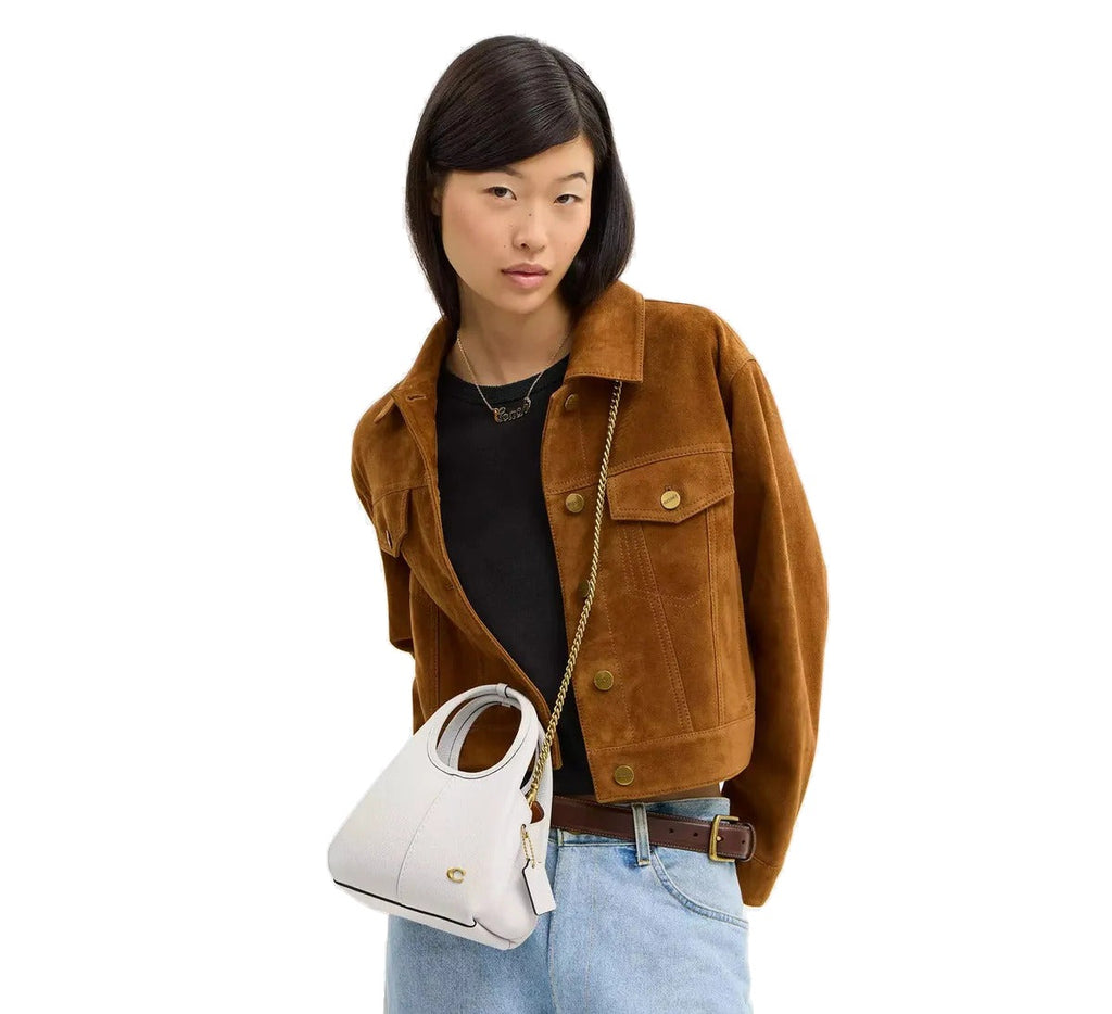 Coach Mini Bolsa Saco De Balde Branco Lisa Ouro