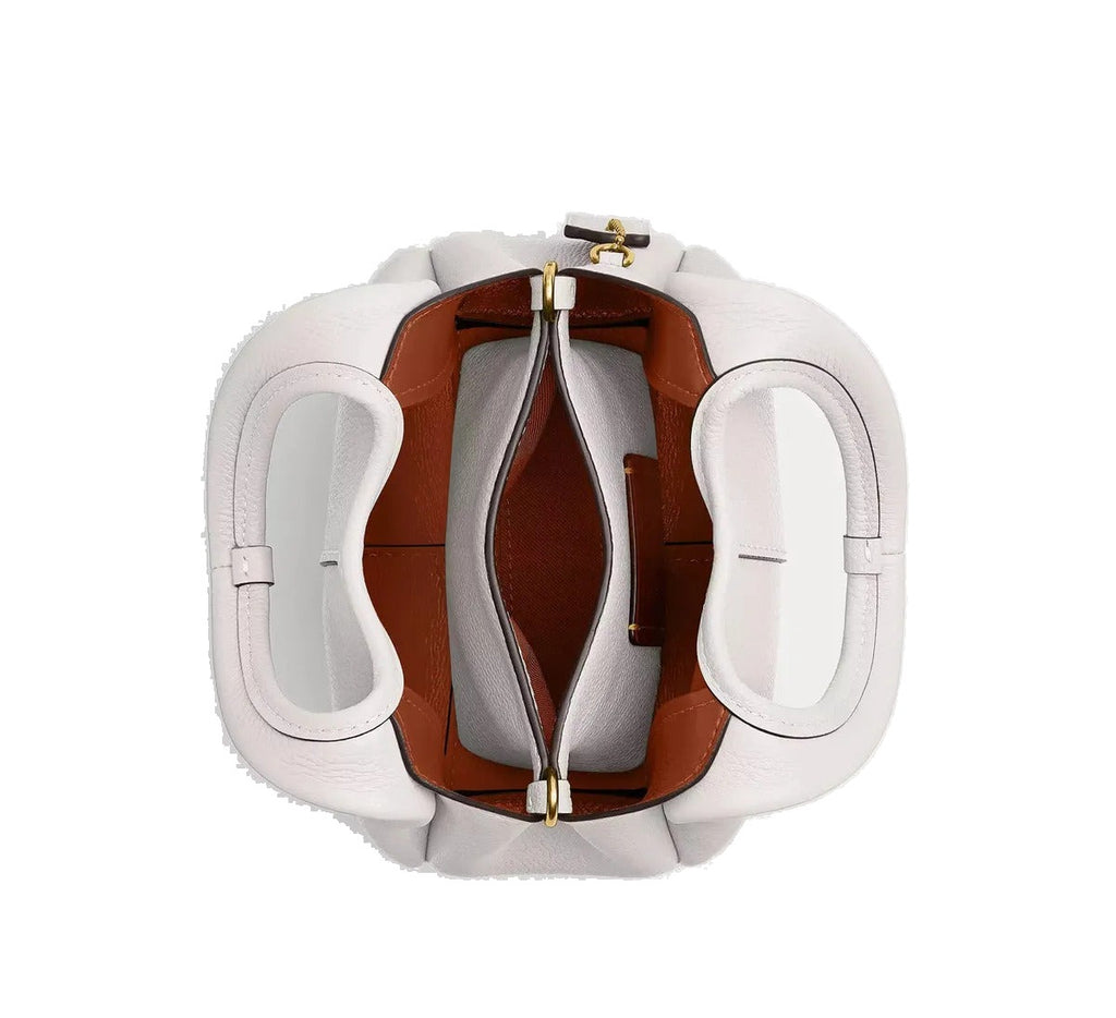 Coach Mini Bolsa Saco De Balde Branco Lisa Ouro