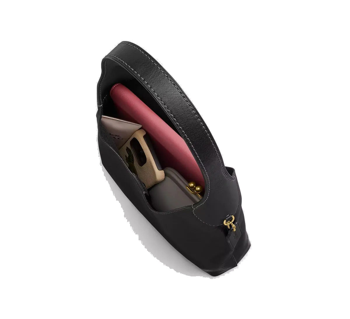 Coach Bolsa de Ombro Preto Lisa Ouro