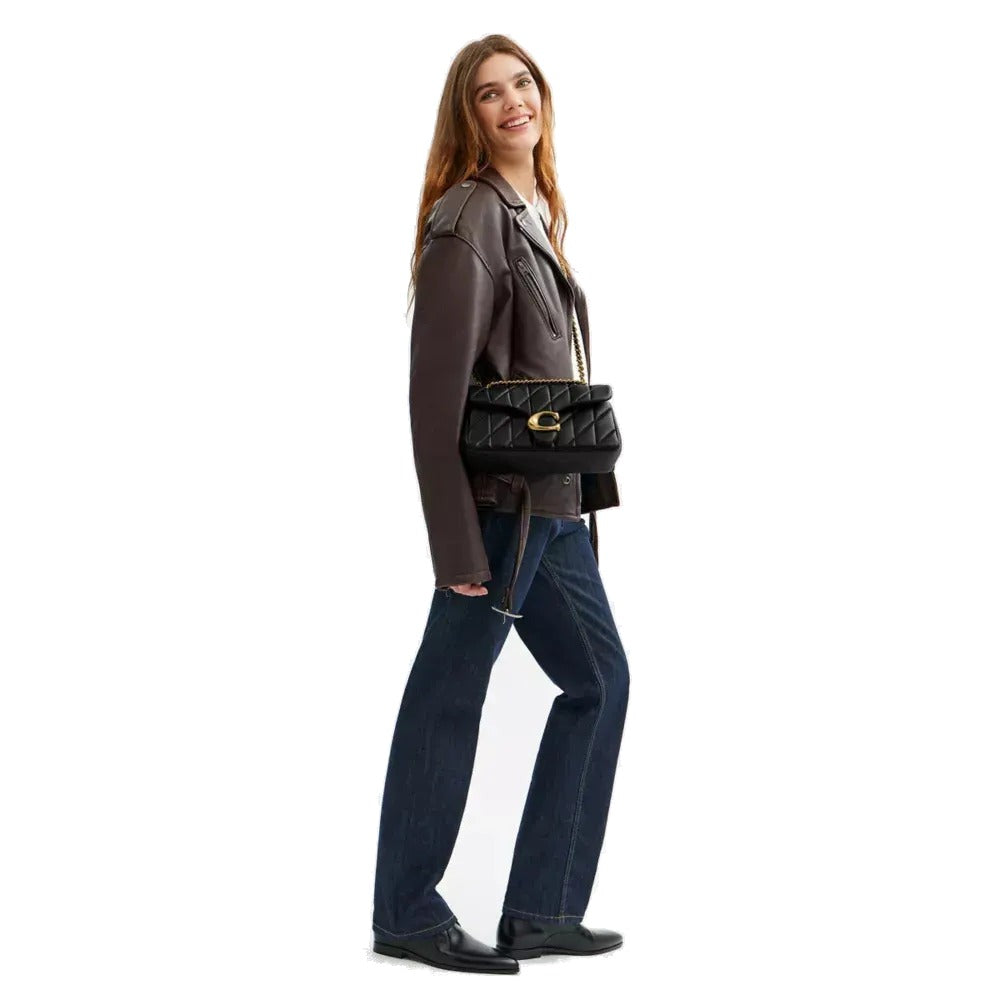 Coach Tabby Shoulder Bag Preto Liso Ouro Dourado