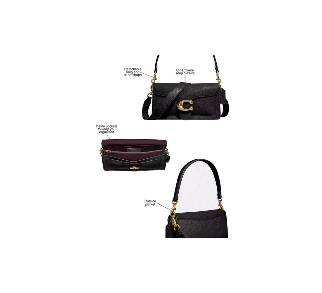 Coach Tabby Shoulder Bag Transversal Preto Liso Ouro